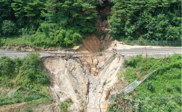 지난 영동선 수해 현장 모습