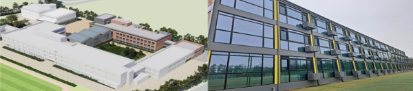 세종고등학교 증개축공사 조감도(좌), 모듈러교실 전경(우)