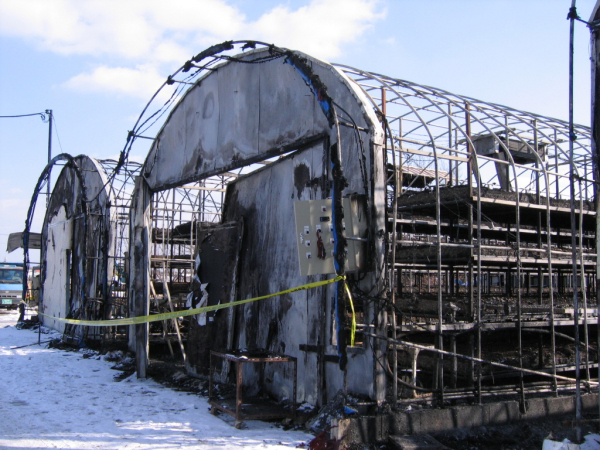 버섯 재배사 화재로 인한 전소