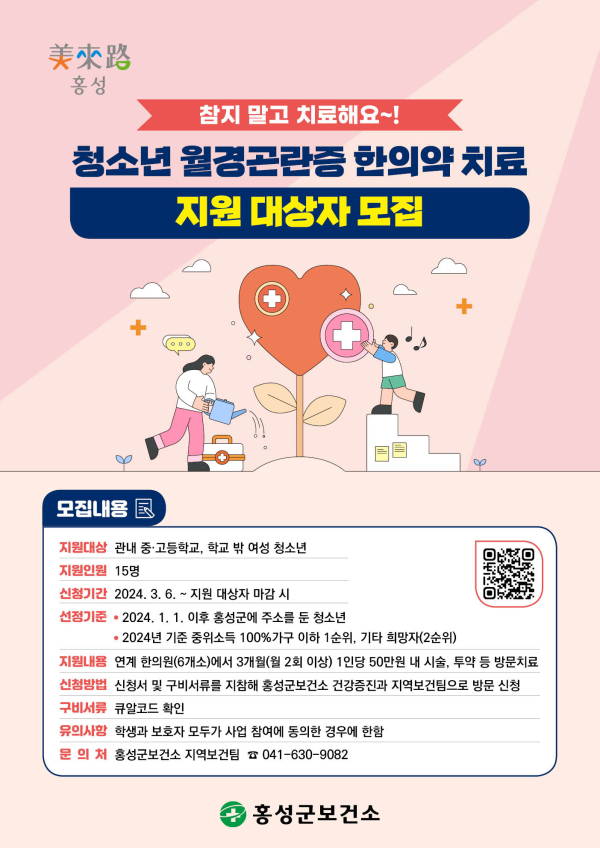 홍성군, 청소년 월경곤란증