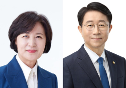 민주당 추미애 조정식 당선인(왼쪽부터)