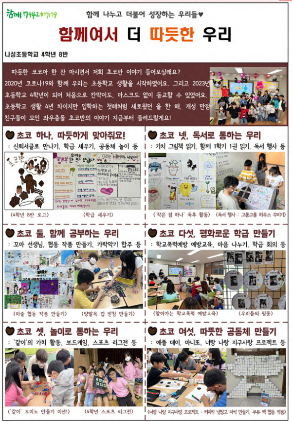 지난 2023학년도 관계중심 생활교육 운영 실천학급 포스터