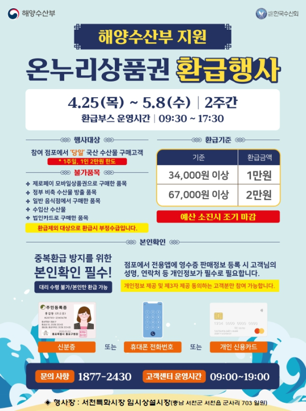 서천시장온누리상품권환급행사포스터