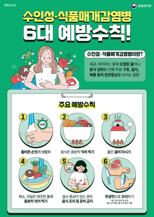수인성 식품매개 감염병 예방수칙 홍보물