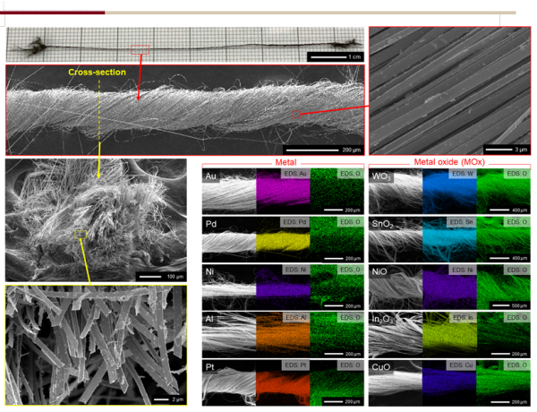 그림2. 금속/세라믹 나노리본 얀의 전자주사현미경 이미지