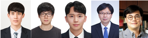 (왼쪽부터) 안준성 교수, 정용록 박사, 강민구 박사과정, 정준호 박사, 박인규 교수.
