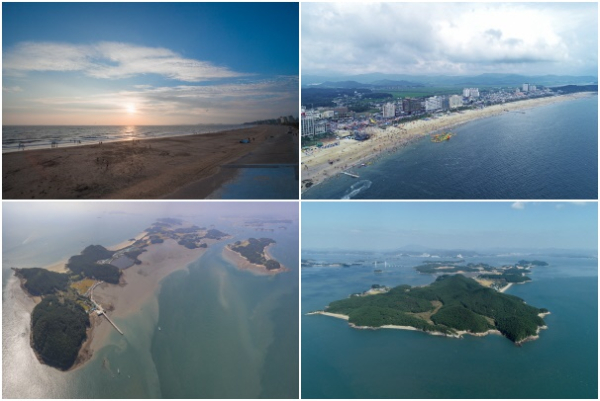 (위) 대천해수욕장, (아래) 원산도 모습