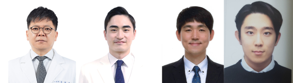 △ 왼쪽부터 분당서울대병원 윤창호 교수, 분당서울대병원 이우진 교수, 고려대학교 세종캠퍼스 황한정 교수, 충북대학교 이화아니 연구원