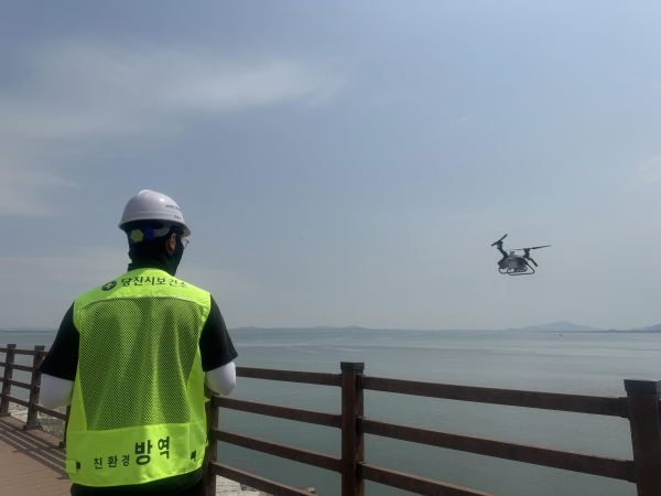드론 방역소독 진행 모습