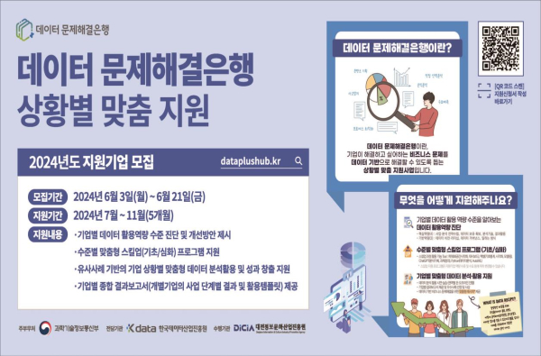 “데이터 문제해결은행 상황별 맞춤 지원”참여기업 모집 안내문