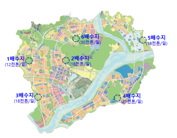 행복도시 배수지(配水池) 위치도