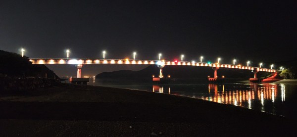 난지대교 경관 조명 설치 야간 모습