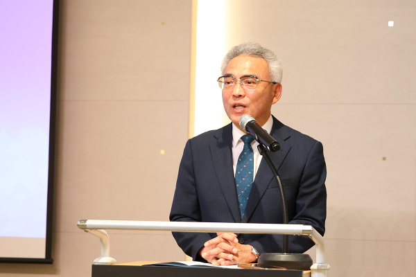 3일 오후 목원대 대학본부 유니버스홀에서 열린 ‘데이터 활용 성과 공유회’에서 이희학 총장이 인사말을 하고 있다.