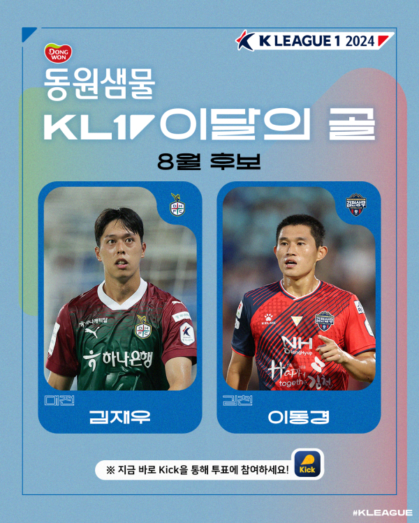 김재우, 8월 이달의 골 후보 선정