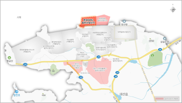 2030년까지 조성될 예정인 현대대죽2 일반산업단지 위치도