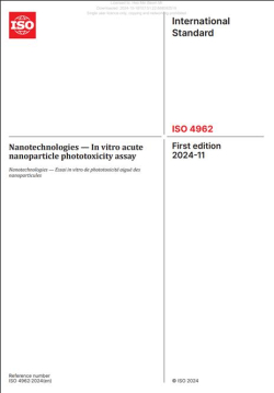 KRISS-NIST 공동연구팀이 개발한 신규 국제표준안 ISO 4962(나노물질의 급성 광독성 시험법)의 표지