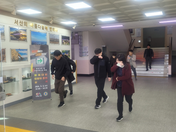 지난 6일 화재대비 민방위 훈련 실시 모습