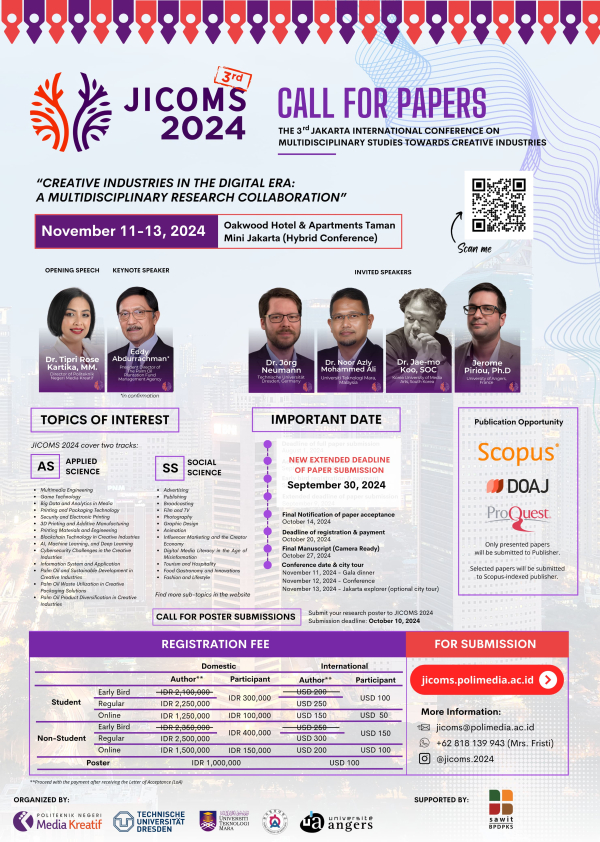 ‘제3회 콘텐츠 산업의 다학제적 연구를 위한 국제컨퍼런스 JICOMS 2024’ 안내문