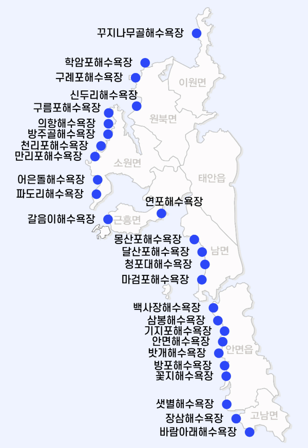 태안군 해수욕장 현황도