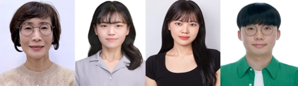 왼쪽부터 이진아교수, 전푸름(박사), 함현지(박사과정생), 최하늘(박사과정생)