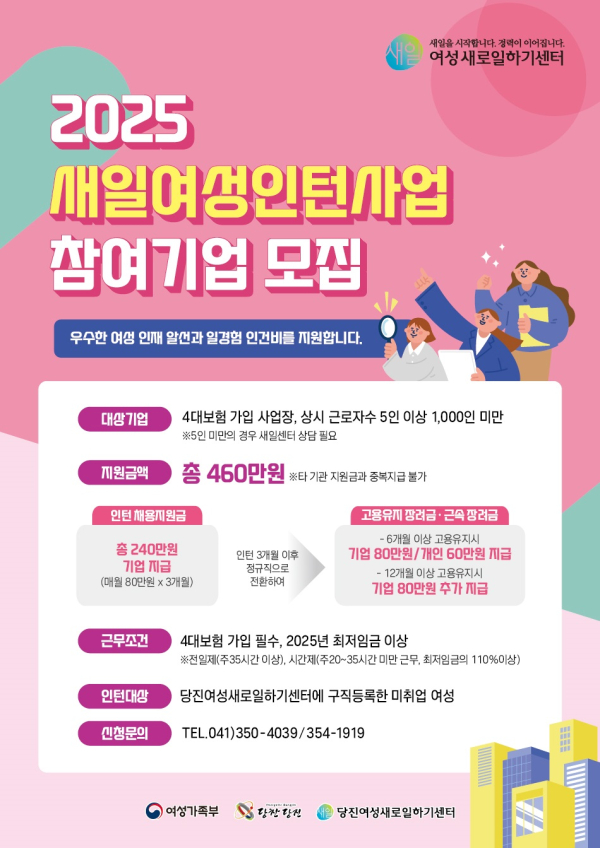 새일여성인턴 참여기업 모집 공고 전단지