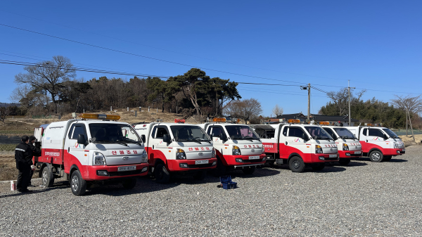 지난 24일, 음암면 산불 대응센터에서 진행된 산불진화차량 일제점검