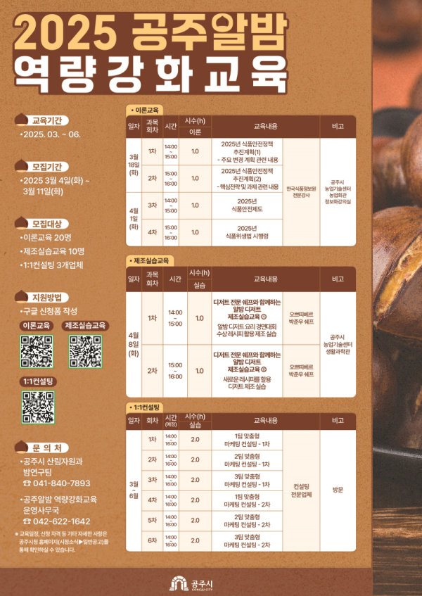 ‘2025 공주알밤 역량강화교육’ 참가자 모집