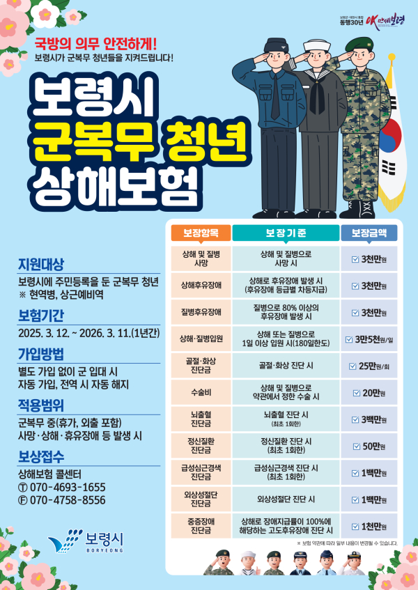 ‘군 복무 청년 상해보험’ 포스터