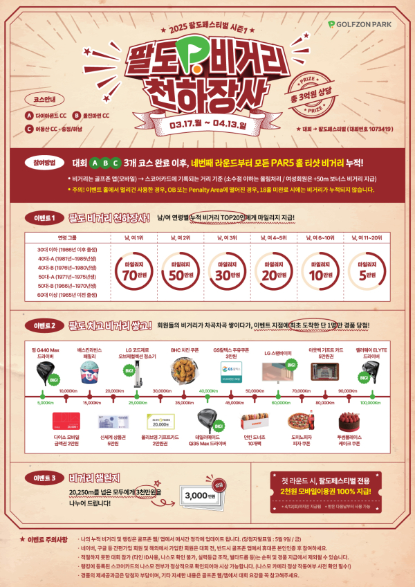 2025 팔도페스티벌 시즌1 ‘팔도 비거리 천하장사’ 이벤트 포스터