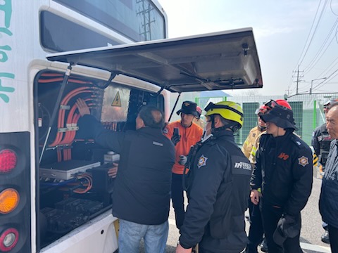 친환경 전기버스 대응 훈련 실시 모습