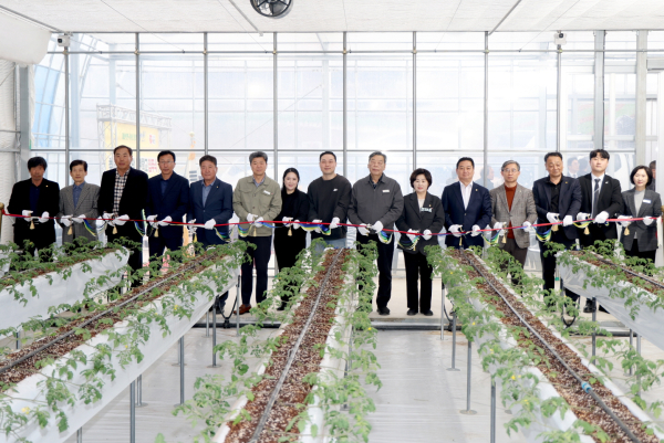 지난 14일 태안읍 송암리 ‘충남형 스마트팜 사관학교 경영실습장’에서 열린 입주식 모습.