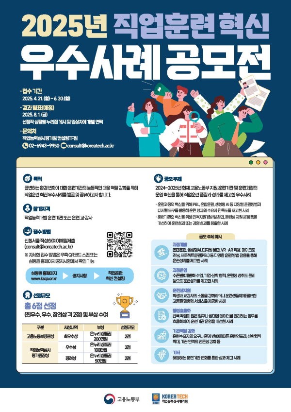 2025년 직업훈련 혁신 우수사례 공모전 홍보 포스터