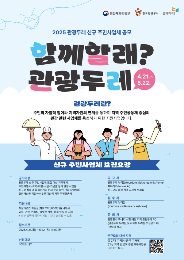 관광두레 주민사업체 모집 포스터