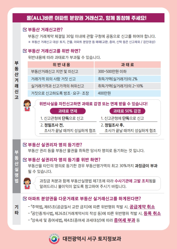 분양권 전매 거래 신고 안내문 홍보물