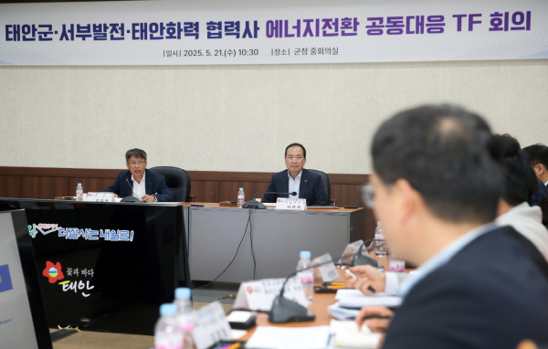 지난 21일 군청 중회의실에서 진행된 에너지전환 공동대응 TF 회의 진행