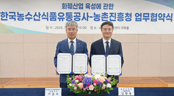 aT-농촌진흥청 업무협약식/ * aT 기운도 유통이사(왼쪽), 농촌진흥청 김황용 기술협력국장(오른쪽)