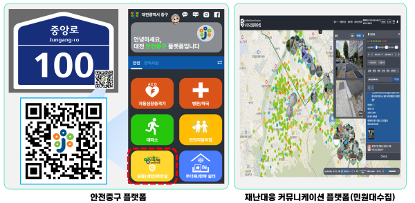 '안전중구 플랫폼' 및 '재난대응 커뮤니케이션 플랫폼' 이미지