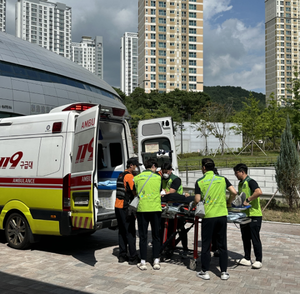 지난 19일, 정부세종청사 체육관에서 ‘2025 을지연습 실전훈련’ 모습