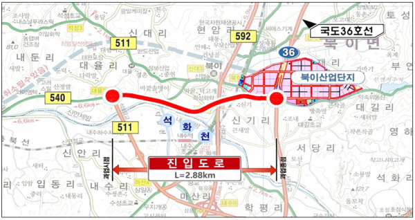 청주 그린스마트밸리 산업단지 진입도로 안내