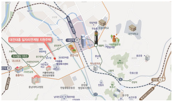 대전대흥 일자리연계형 행복주택 위치도
