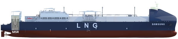 한국원자력연구원과 삼성중공업이 공동으로 개념설계 중인 MSR을 탑재한 LNG운반선.