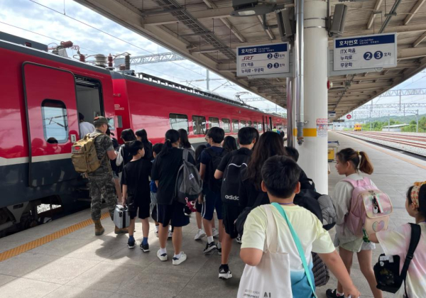 지난 8일 동해선 열차(포항→고래불)에 탑승 중인 지역 아동들
