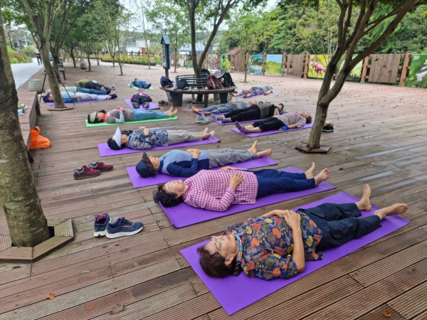 숲 산림욕 모습