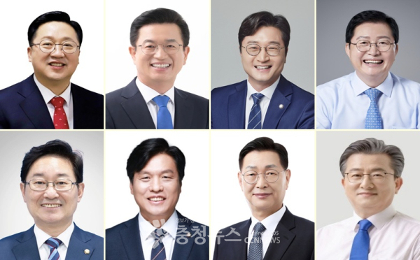 (왼쪽 위부터 시계방향) 이장우 대전시장, 허태정 전 대전시장, 장철민 국회의원, 장종태 국회의원, 정용래 유성구청장, 김제선 중구청장, 조승래 국회의원, 박범계 국회의원 