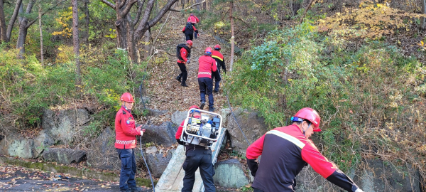 산불 자체 진화훈련 모습