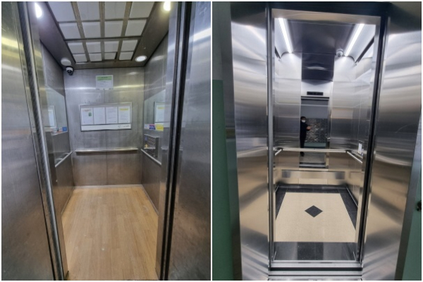 승강기 내부(교체전 과 교체후) 모습