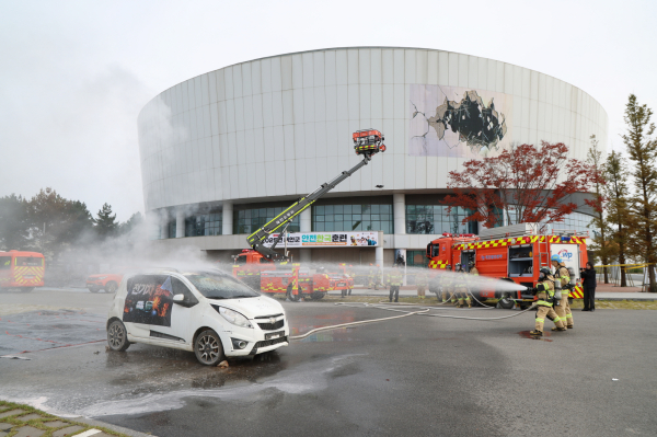 지난 10월 30일 태안종합실내체육관에서 진행된 ‘2025년 재난대응 안전한국훈련’ 모습.