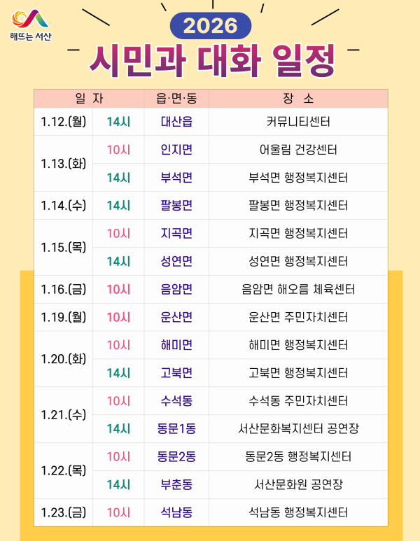2026년 시민과 대화 일정표