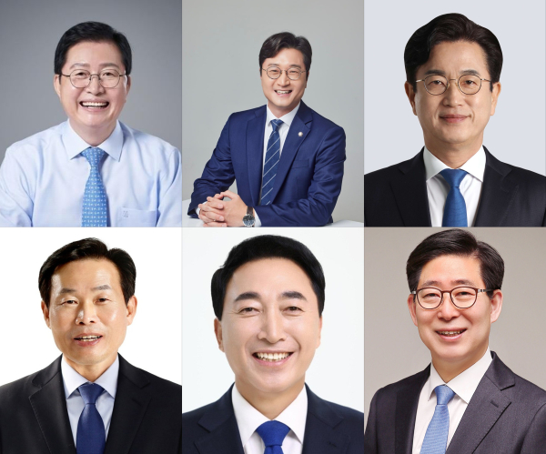 (사진 왼쪽 위부터 시계방향)&nbsp;장종태·장철민·허태정·양승조·박수현·나소열 예비후보