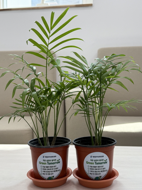 체크리스트 부착한 소형 화분